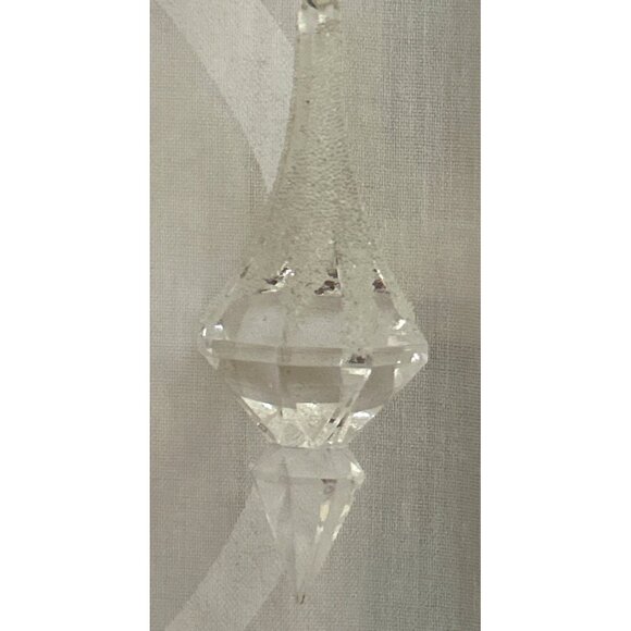 Clear Acrylic Drop Ornaments Glitter Detail & Silver Beaded String Set Of 5 - Picture 5 of 5